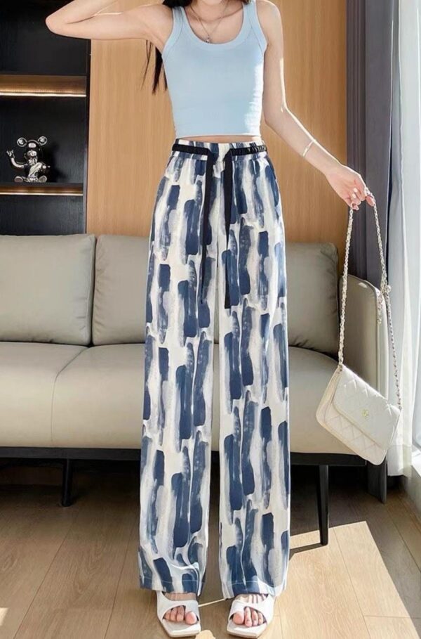 Wide-leg Printed Pants - بنطلون وايد ليج بطبعة Brushstrokes