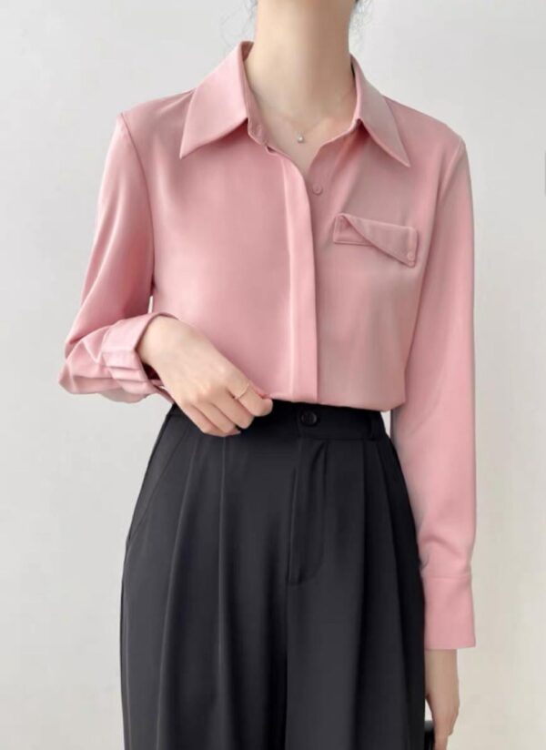 Light Pink Pocket Shirt - قميص وردي فاتح بجيب