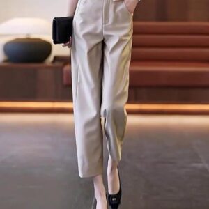 Elegant High-Waist Trousers with Belt | بنطال كولوت مع حزام