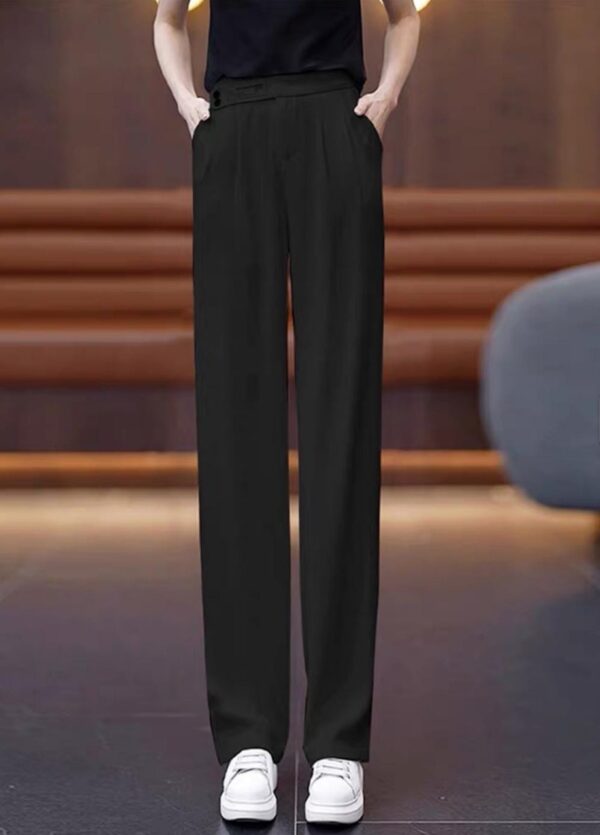 "Black Elegance" Wide-Leg Trousers | بنطال أسود واسع وأنيق