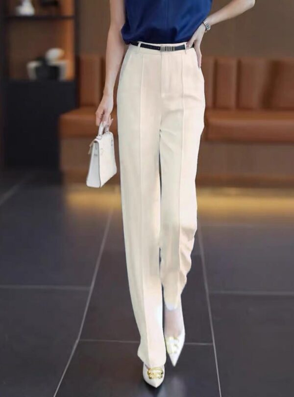 Elegant Wide-Leg Trousers - بنطال الأناقة الكلاسيكي باللون البيج