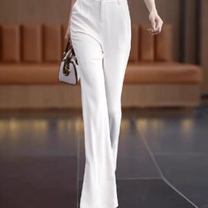 "Clarity" Slim-Fit Trousers | بنطال أبيض رسمي وأنيق