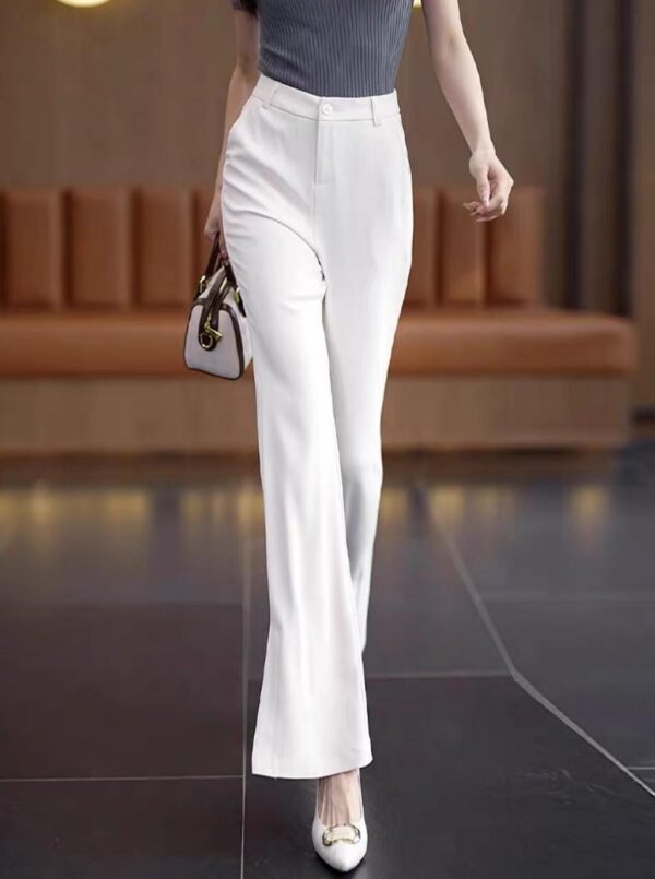 "Clarity" Slim-Fit Trousers | بنطال أبيض رسمي وأنيق