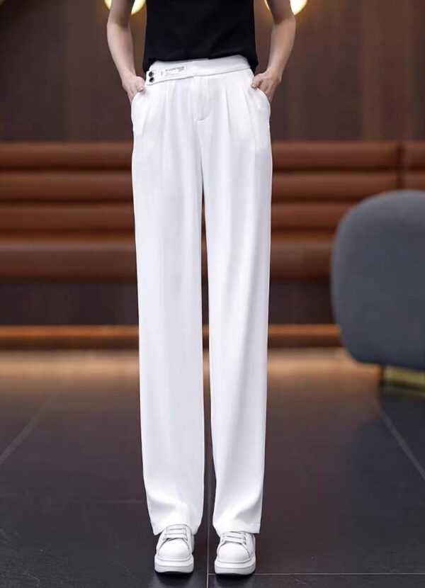 Summer Breeze" Wide-Leg Trousers | بنطال أبيض واسع للصيف