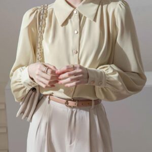Classic Elegance Puffed-Sleeve Shirt - قميص الأناقة الكلاسيكي