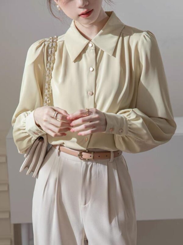 Classic Elegance Puffed-Sleeve Shirt - قميص الأناقة الكلاسيكي
