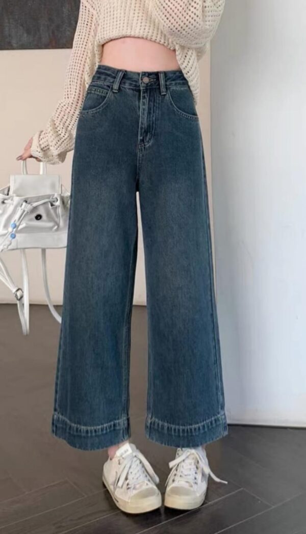 Cropped Wide-Leg Jeans For Women بنطلون جينز نسائي واسع وكروب