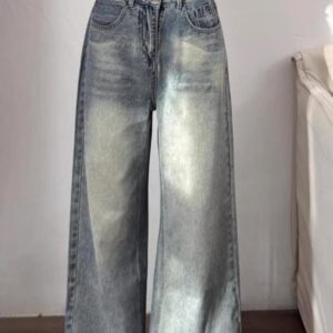 Urban Streetwear High-Waist Baggy Jeans for Women بنطلون جينز واسع ومرتفع الخصر