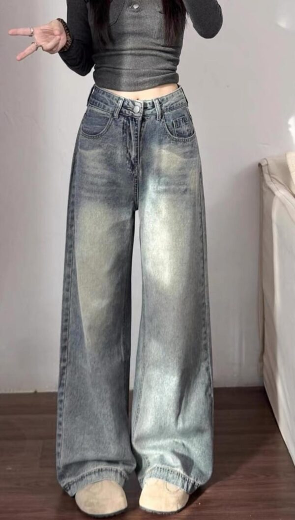 Urban Streetwear High-Waist Baggy Jeans for Women بنطلون جينز واسع ومرتفع الخصر