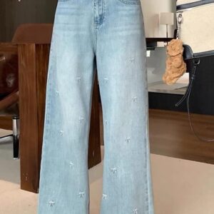 Wide-leg Bows Jeans - بنطلون جينز بفيونكات
