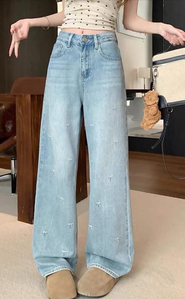 Wide-leg Bows Jeans - بنطلون جينز بفيونكات