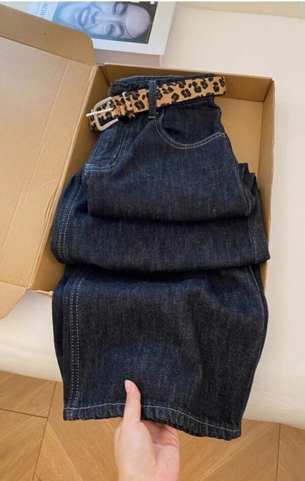 Wide-leg Denim Pants - بنطلون جينز بحزام جلد النمر