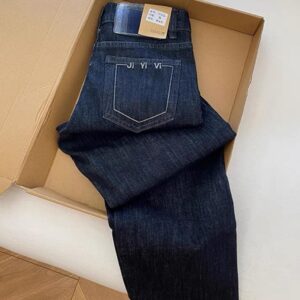 بنطلون جينز نسائي بقصة مستقيمة - أزرق داكن - (Women's Straight-leg Jeans - Dark Blue)