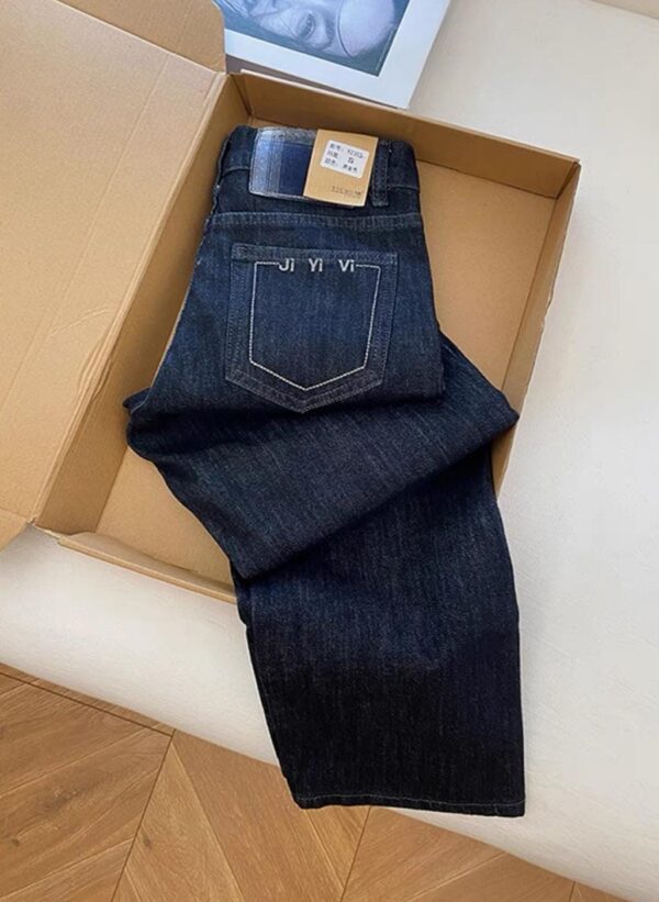 بنطلون جينز نسائي بقصة مستقيمة - أزرق داكن - (Women's Straight-leg Jeans - Dark Blue)