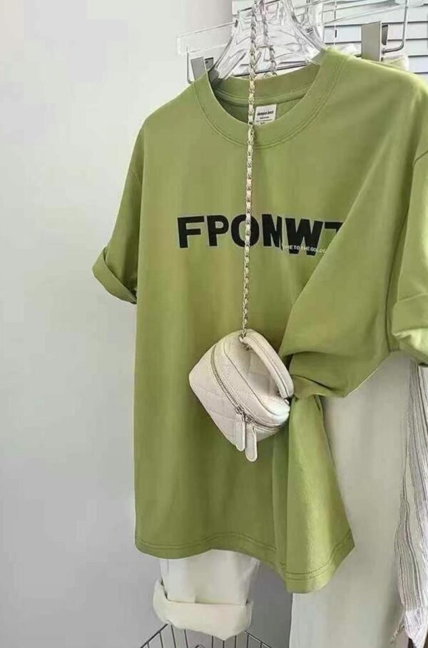 تيشيرت "FPONW7" فضفاض بلون أخضر فاتح - متوفر في فلسطين