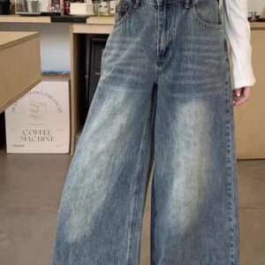 بنطلون جينز واسع فضفاض Baggy Wide-Leg Jeans