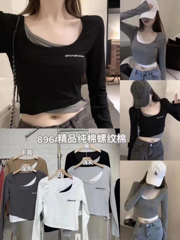 Women's Layered Look Top - بلوزة نسائية بقصة مزدوجة عصرية
