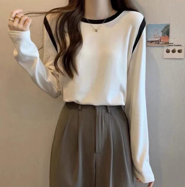 ⁦بلوزة طويلة Color Block - Comfort & Style Long Sleeve Top⁩ - الصورة ⁦6⁩