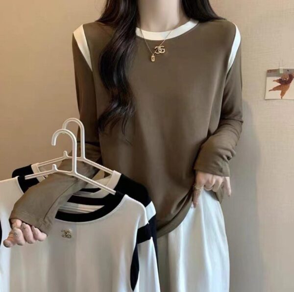 ⁦بلوزة طويلة Color Block - Comfort & Style Long Sleeve Top⁩ - الصورة ⁦3⁩