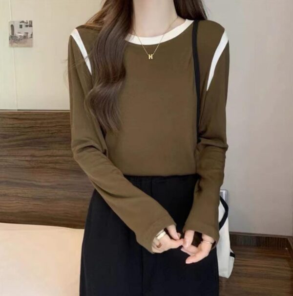 ⁦بلوزة طويلة Color Block - Comfort & Style Long Sleeve Top⁩ - الصورة ⁦4⁩