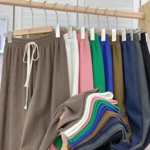 بنطلون نسائي بليسيه Pleated بألوان متنوعة وخصر مطاطي Elastic Waist