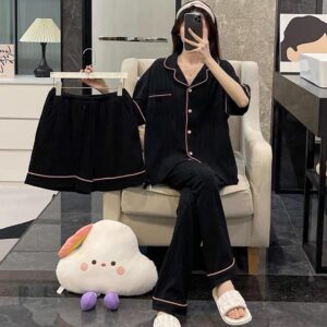 طقم بيجامة صيفي أسود Summer Pyjama Set | مناسب للعروس