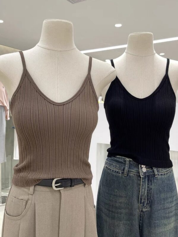 توب محبوك أنيق Ribbed Tank Top