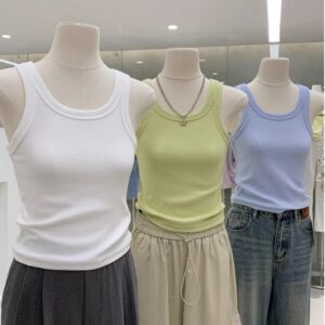 Ribbed Tank Top نسائي – بلوزة كت صيفية قطنية