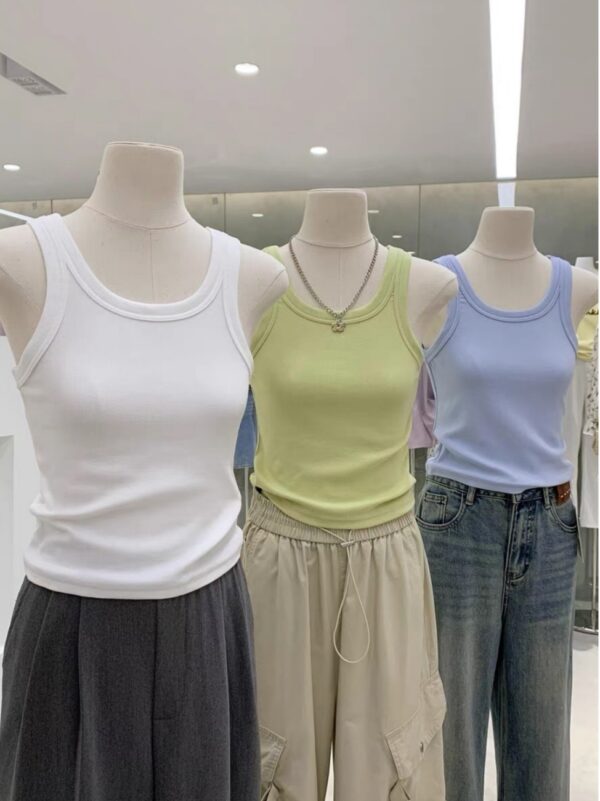 Ribbed Tank Top نسائي – بلوزة كت صيفية قطنية