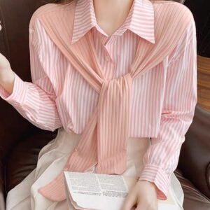Pink Striped Casual Shirt - قميص مخطط وردي