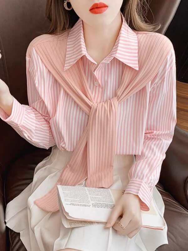 Pink Striped Casual Shirt - قميص مخطط وردي